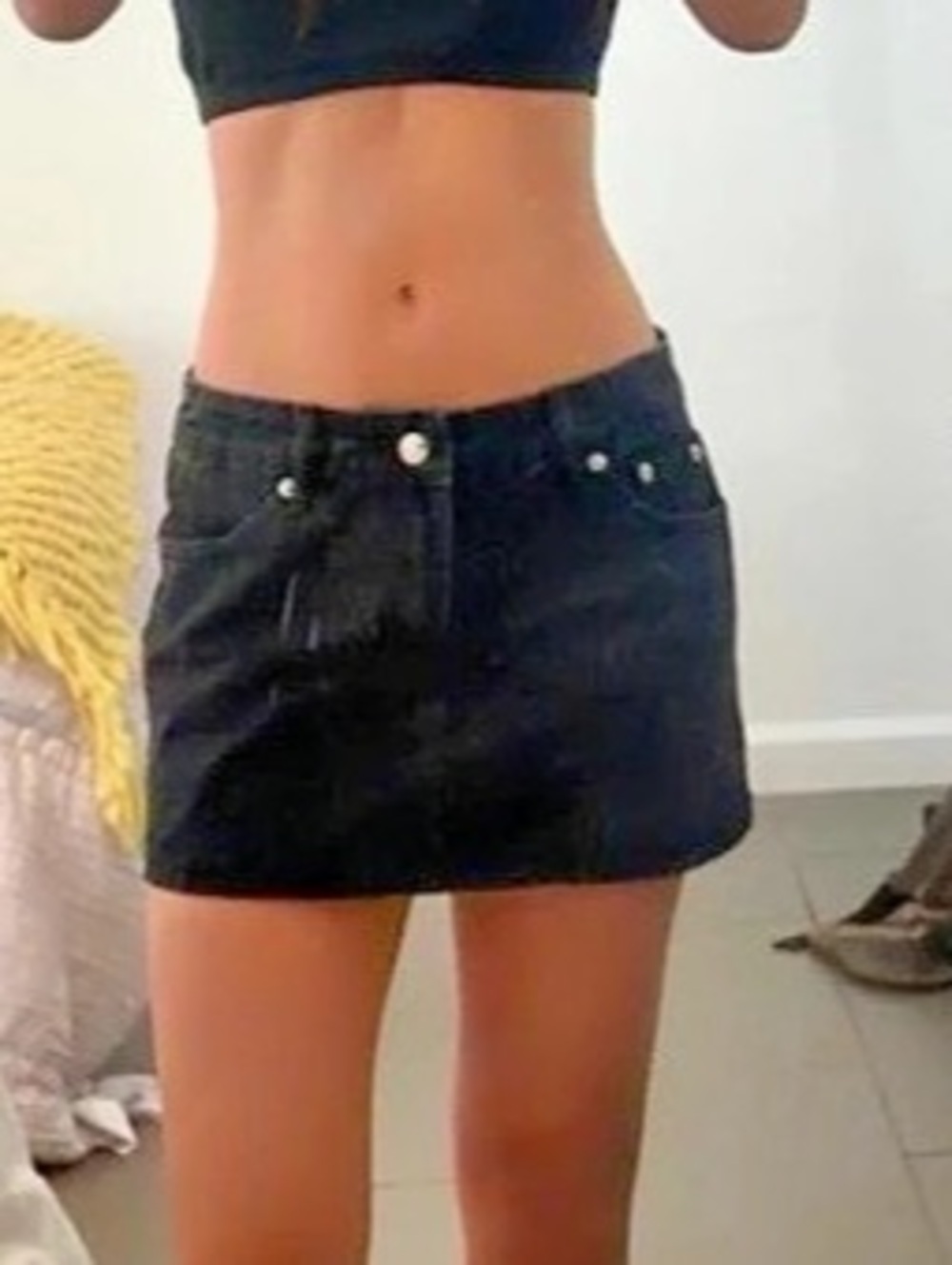 edikted Black Denim Mini Skirt Size Small